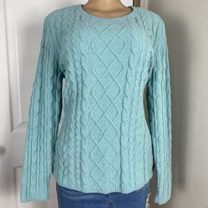 New Croft & Barrow Sweater Women's XL Fisherman's Cable Knit Preppy Cozy Blue